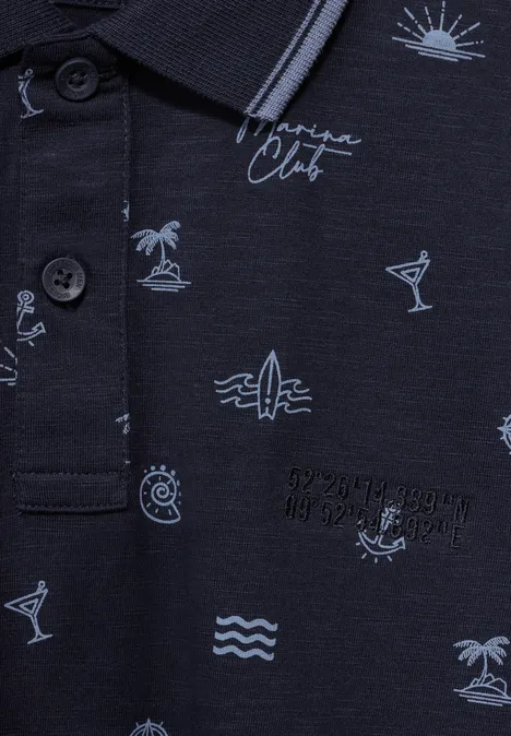 Poloshirt van slubjersey dark maritime blue