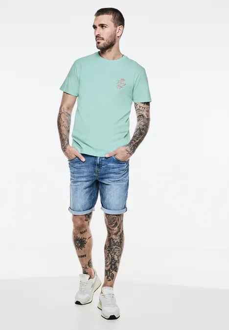 T-shirt met print op de borst light turquoise