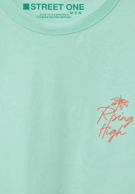 T-shirt met print op de borst light turquoise