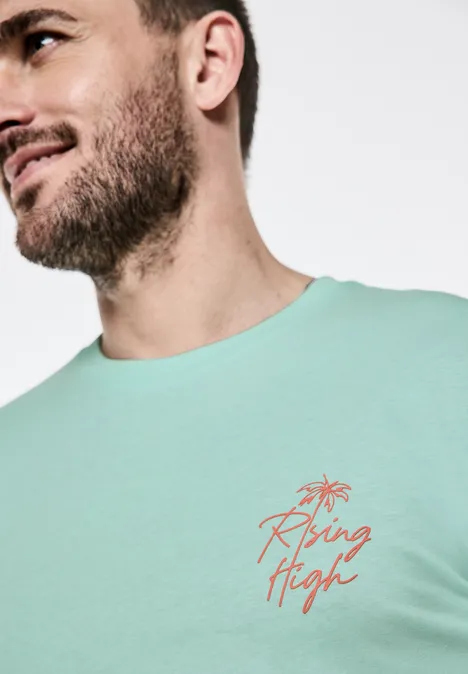 T-shirt met print op de borst light turquoise