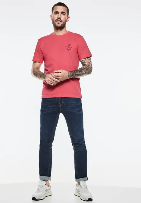 T-shirt met print op de borst Crab Red