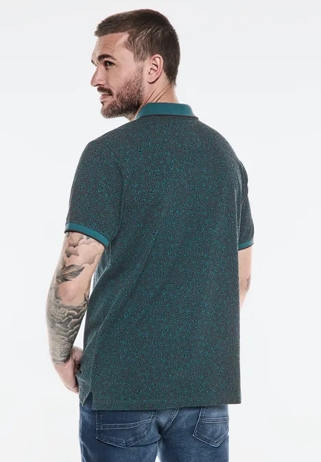 Doorstikt poloshirt met print lagoon green