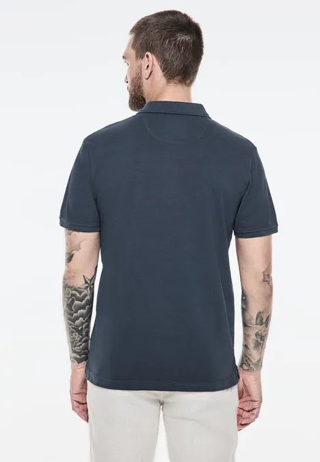 Gewassen polo marine blue