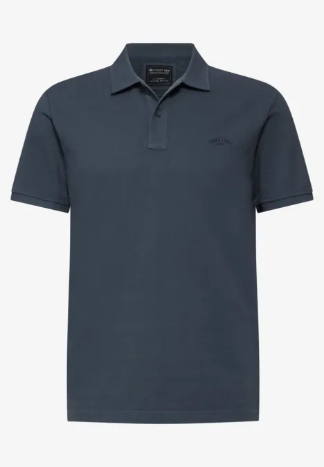 Gewassen polo marine blue