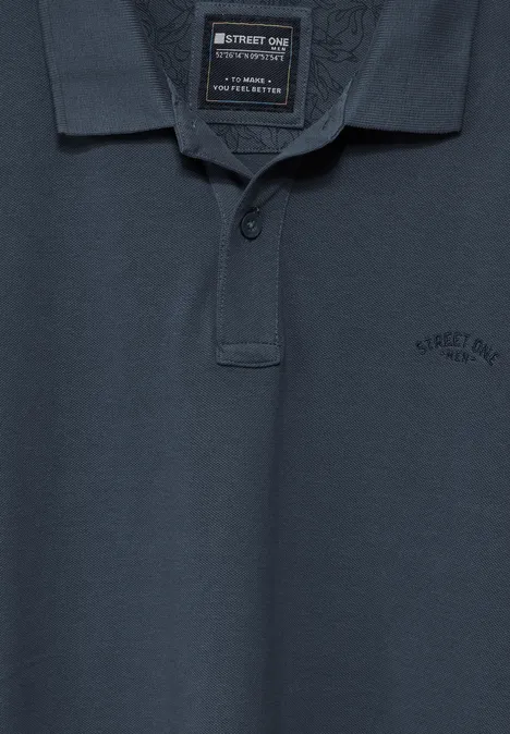 Gewassen polo marine blue