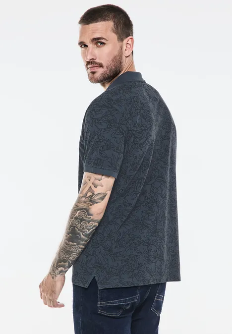 Bedrukt poloshirt marine blue