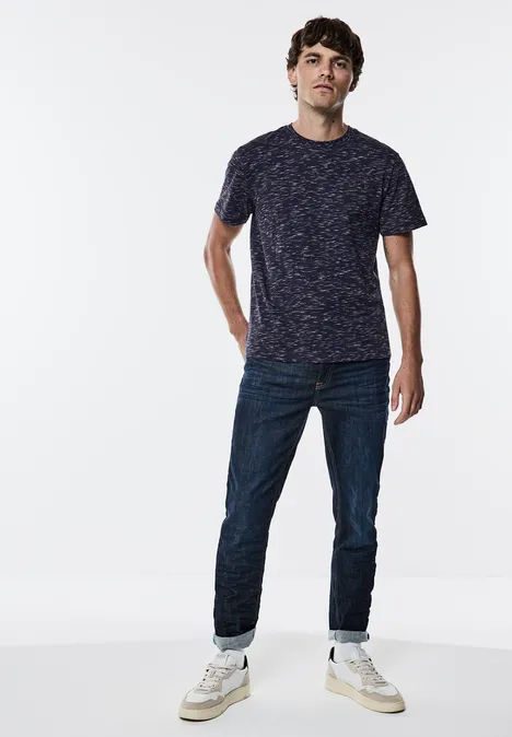 T-shirt in gemêleerde look night blue