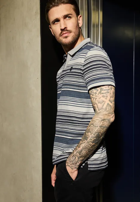 Gestreept poloshirt dark ink blue