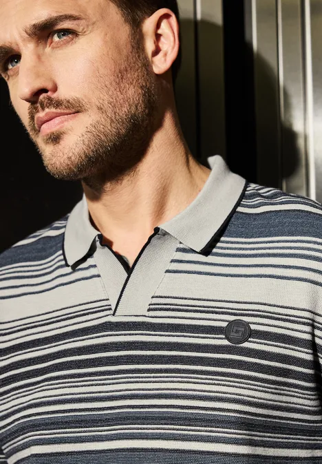 Gestreept poloshirt dark ink blue