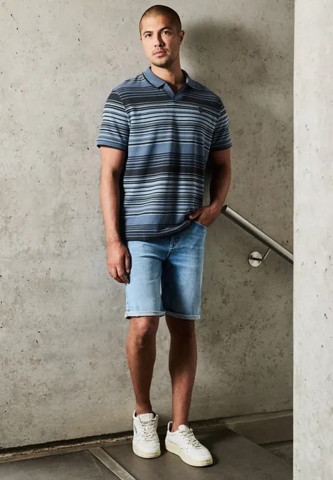Gestreept poloshirt ocean blue