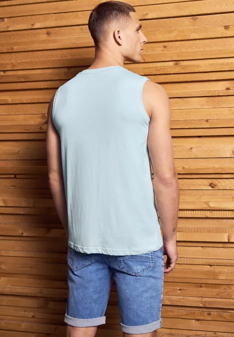 Basic tanktop met print lagoon blue
