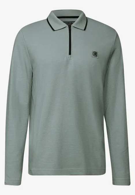 Ottoman Poloshirt mit Zipper silver green