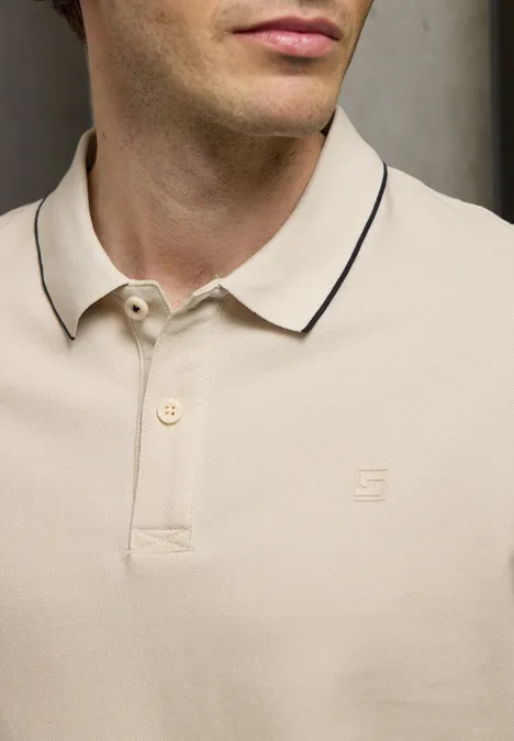 Basis poloshirt white sand