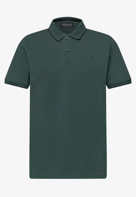 Basic Piqué Poloshirt mit Kontrastdetail sea green