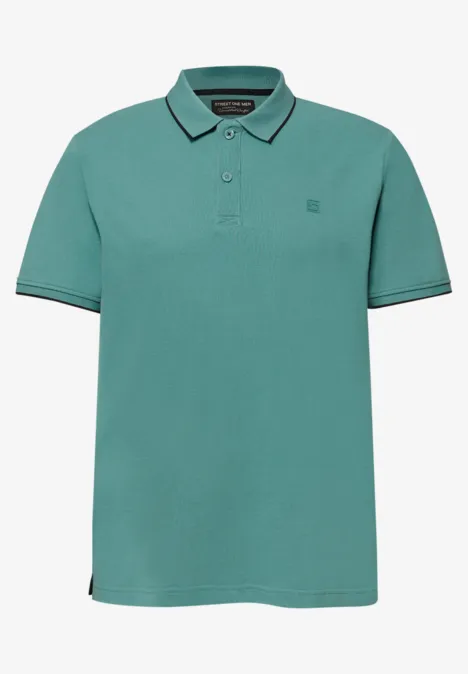Basic Piqué Poloshirt mit Kontrastdetail caribbean green