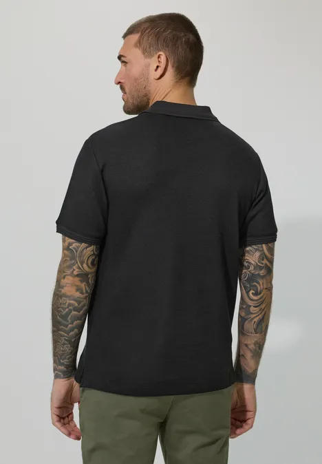 Poloshirt mit Struktur Black Poloshirt mit Struktur Black