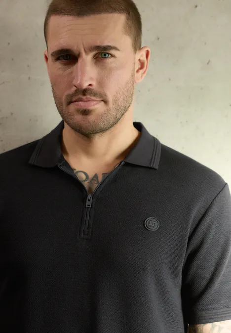 Poloshirt mit Struktur Black Poloshirt mit Struktur Black