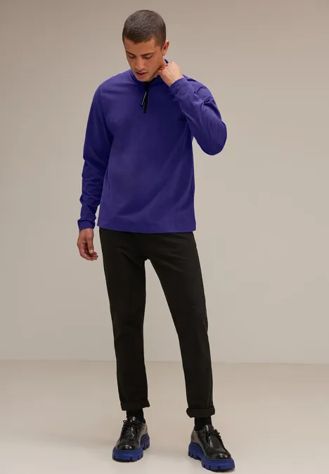 Shirt met lange mouwen en rits brilliant true blue
