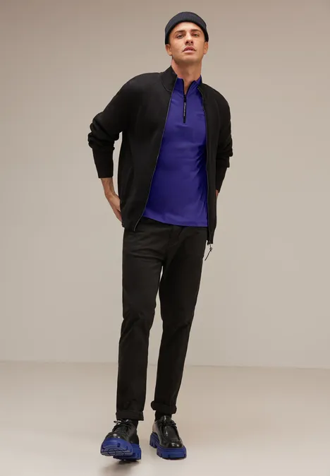 Shirt met lange mouwen en rits brilliant true blue