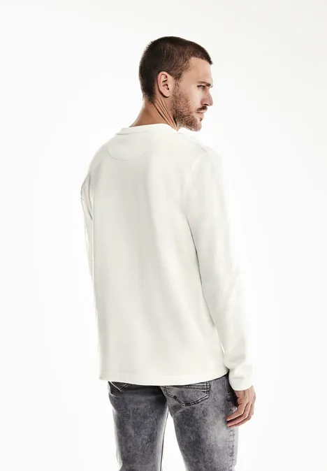 Henley shirt met structuur broken white