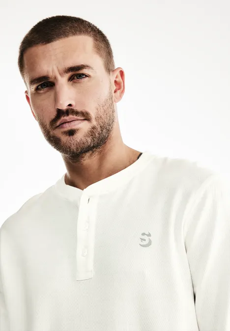 Henley shirt met structuur broken white