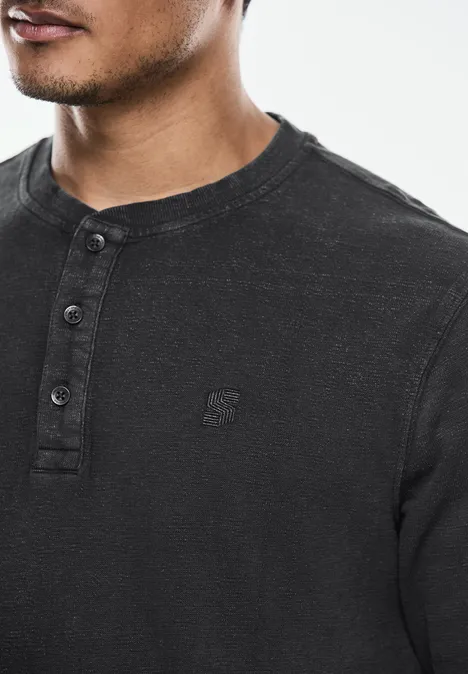 Koszulka henley Washed faded black