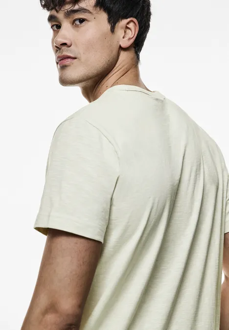 T-shirt van slubgaren met 3D-print faded stone