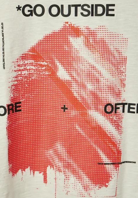 T-shirt van slubgaren met 3D-print faded stone
