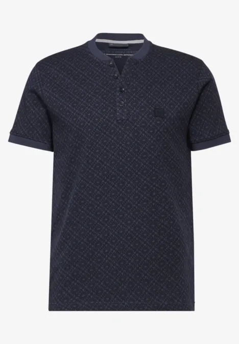 Jacquard henley-shirt deep blue Jacquard henley-shirt deep blue
