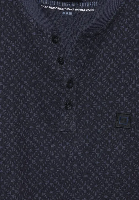 Jacquard henley-shirt deep blue Jacquard henley-shirt deep blue