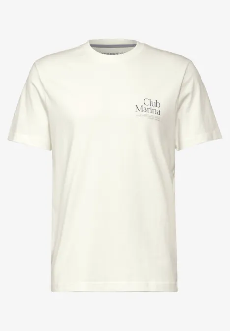 T-Sshirt with chestprint pearl white