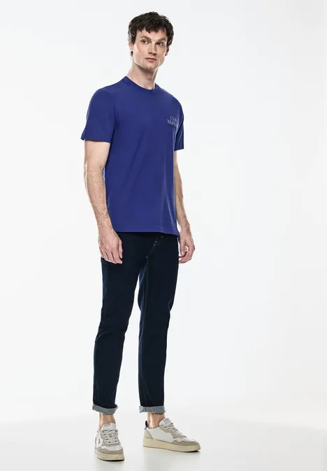 T-Sshirt with chestprint maritime blue