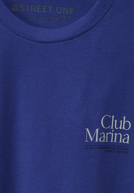 T-Sshirt with chestprint maritime blue