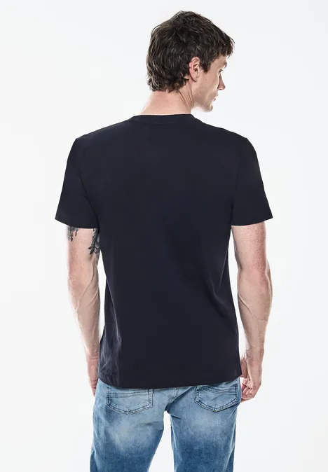 T-Sshirt with chestprint dark maritime blue