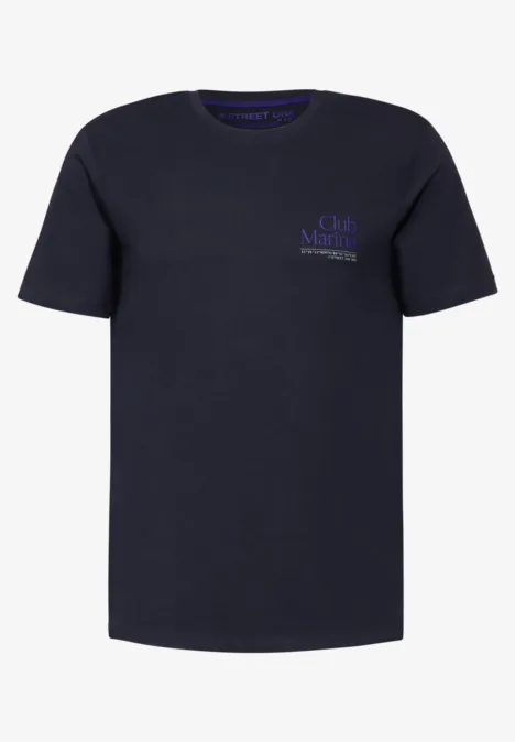 T-Sshirt with chestprint dark maritime blue