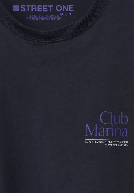 T-Sshirt with chestprint dark maritime blue