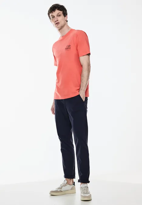 T-Sshirt with chestprint sea coral red