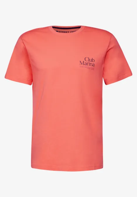 T-Sshirt with chestprint sea coral red
