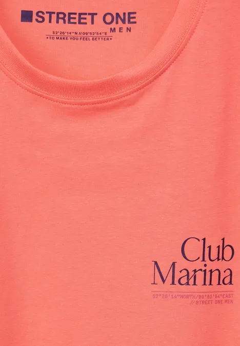 T-Sshirt with chestprint sea coral red