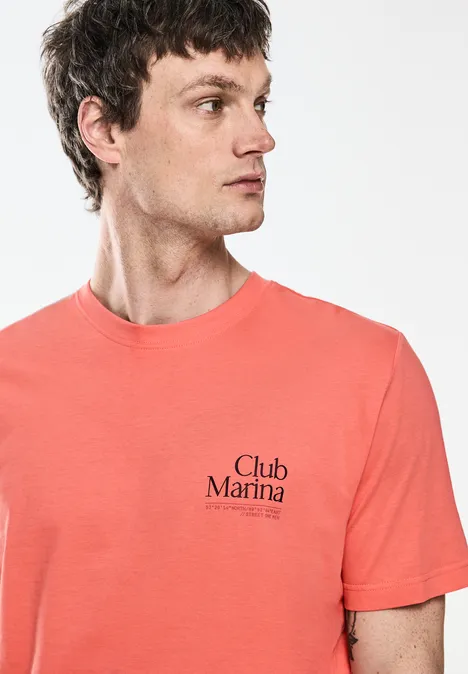 T-Sshirt with chestprint sea coral red