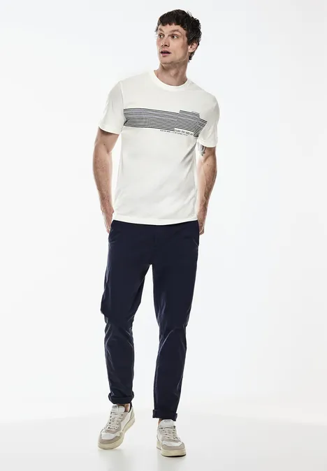 T-shirt met strepen pearl white