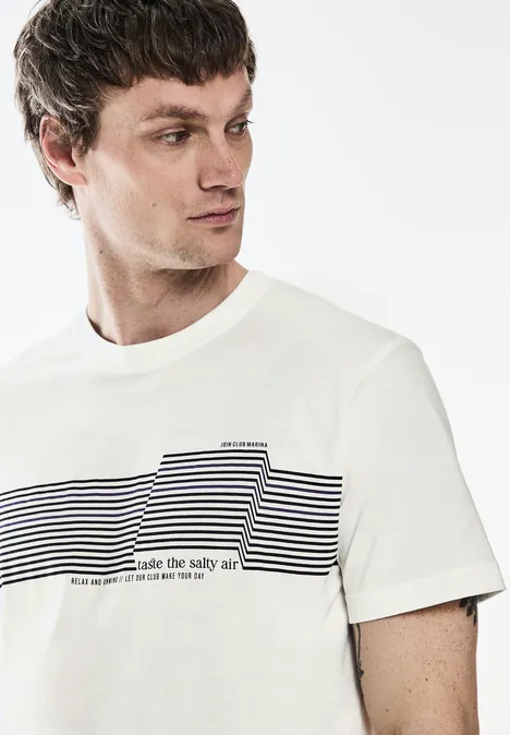 T-shirt met strepen pearl white