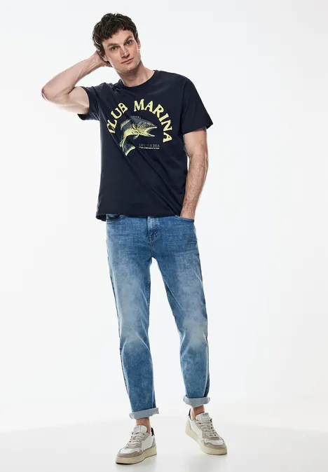 T-shirt met print dark maritime blue