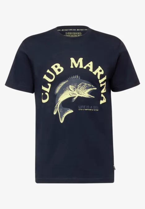 T-shirt met print dark maritime blue