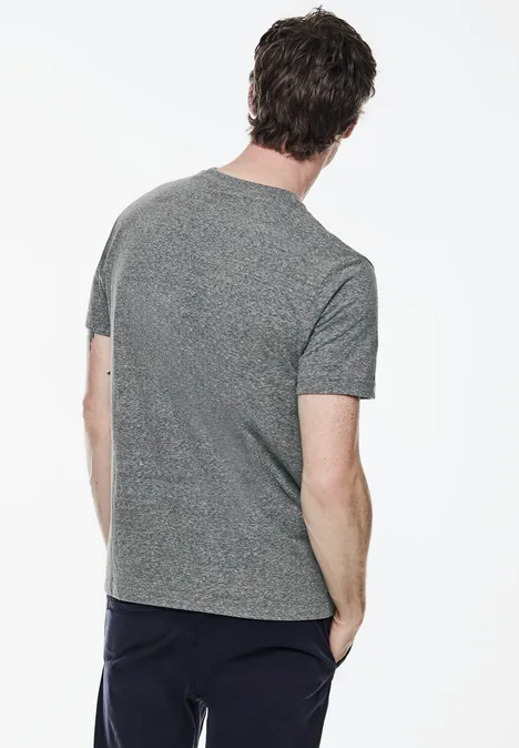 Gemêleerd shirt met print harbour grey melange