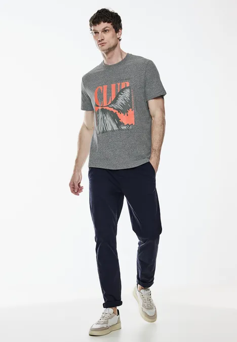 Gemêleerd shirt met print harbour grey melange