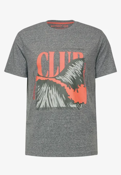 Gemêleerd shirt met print harbour grey melange