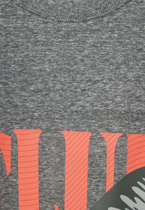 Gemêleerd shirt met print harbour grey melange