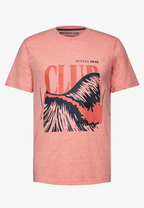 Gemêleerd shirt met print sea coral red