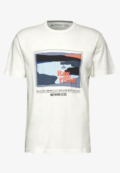 Slub T-shirt met print pearl white
